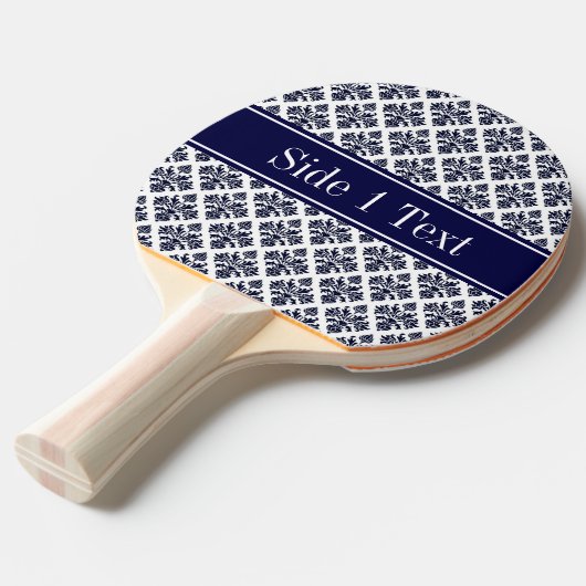  marinier Blue Whisky Damask #3 Navy Name Monogram Tafeltennisbatje (Voorkant Gekanteld)