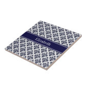  marinier Blue Whisky Damask #3 Navy Name Monogram Tegeltje (Zijkant)