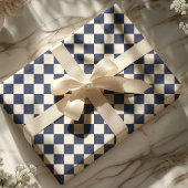 Marinier en wit dambordpatroon cadeaupapier