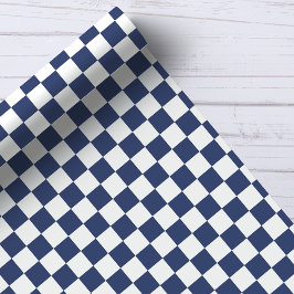 Marinier en wit dambordpatroon cadeaupapier