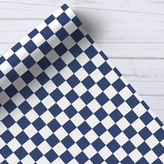 Marinier en wit dambordpatroon cadeaupapier