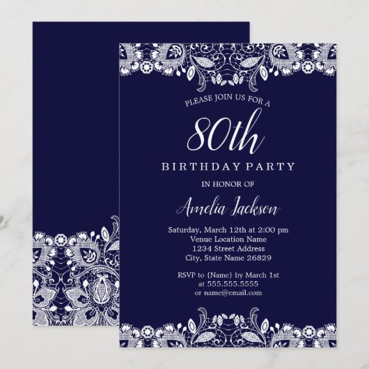 marinier met witte frank 80th Birthday Party Kaart (Voorkant / Achterkant)