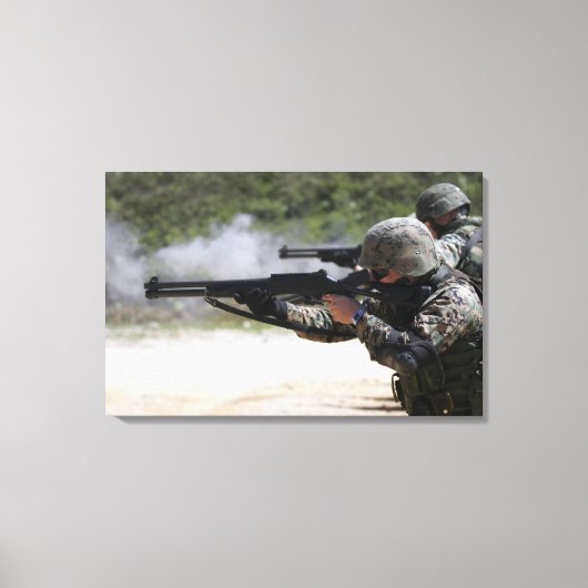 Mariniers die geweren schieten canvas afdruk (Voorkant)