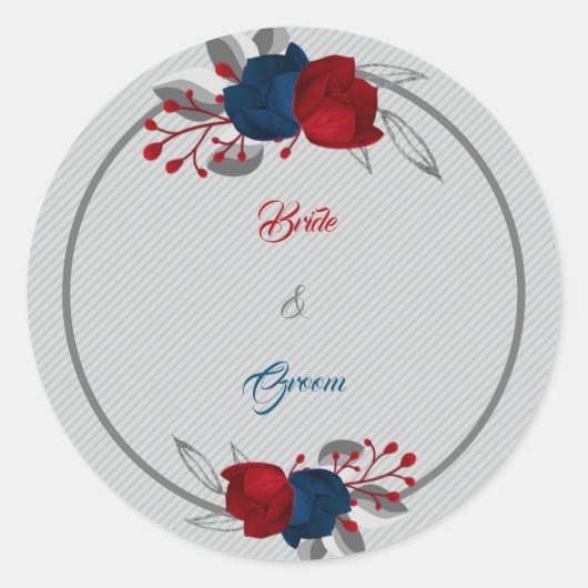 mariniers en rode bloemen grijze bladeren grof bed ronde sticker (Voorkant)