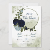 mariniers en stoffige blauwe bloemen groener save the date (Voorkant)