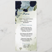 mariniers en stoffige blauwe bloemen grove bruilof menu (Voorkant)