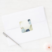 mariniers en stoffige blauwe bloemen grove bruilof vierkante sticker (Envelop)