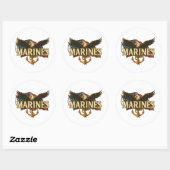 Mariniers met adelaar en vlag ronde sticker (Vel)