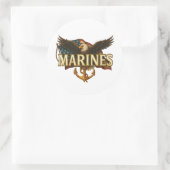 Mariniers met adelaar en vlag ronde sticker (Tas)