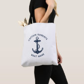Mariniers Navy Blauwe Anker Boot Kapitein Naam Cus Tote Bag (Dichtbij)