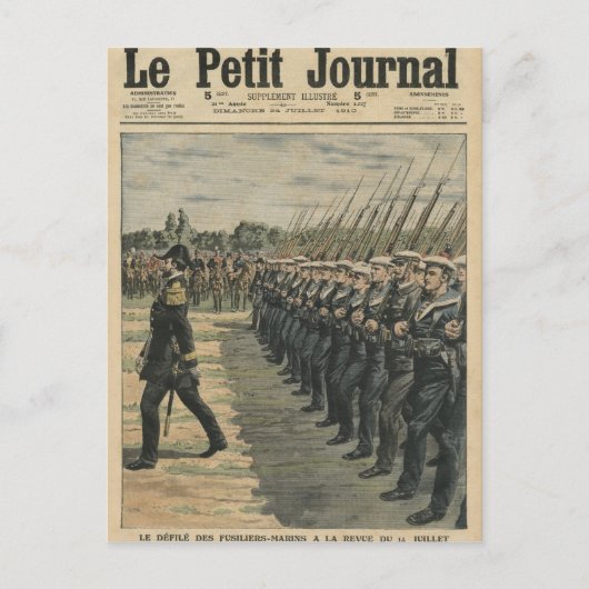 Mariniers op parade aan de review van de 14e briefkaart (Voorkant)
