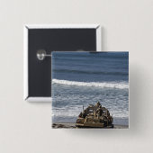 Mariniers verwachten de komst vierkante button 5,1 cm (Voorkant /achterkant)