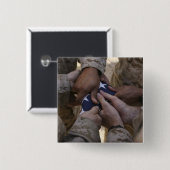 Mariniers vouwen een Amerikaanse vlag Vierkante Button 5,1 Cm (Voorkant /achterkant)