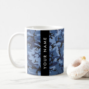 Mariniersblauw Camouflage Je naam Personaliseer Koffiemok