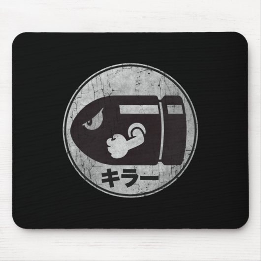Mario Bullet Bill Distress Kanji Logo Muismat (Voorkant)