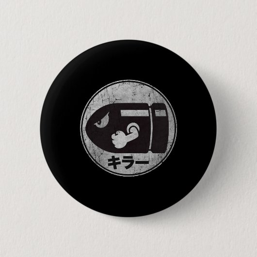 Mario Bullet Bill Distress Kanji Logo Ronde Button 5,7 Cm (Voorkant)