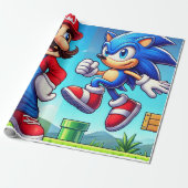 Mario en Sonic Cadeauverpakking Cadeaupapier (Uitgerold)