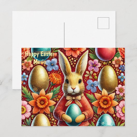 MARIO ~ HAPPY EASTER BUNNY GREETING ~ FEESTDAGENKAART (Voorkant / Achterkant)