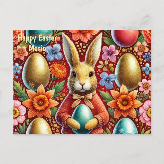MARIO ~ HAPPY EASTER BUNNY GREETING ~ FEESTDAGENKAART (Voorkant)