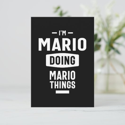 Mario Personalized Name Birthday Gift RSVP Kaartje (Staand voorkant)