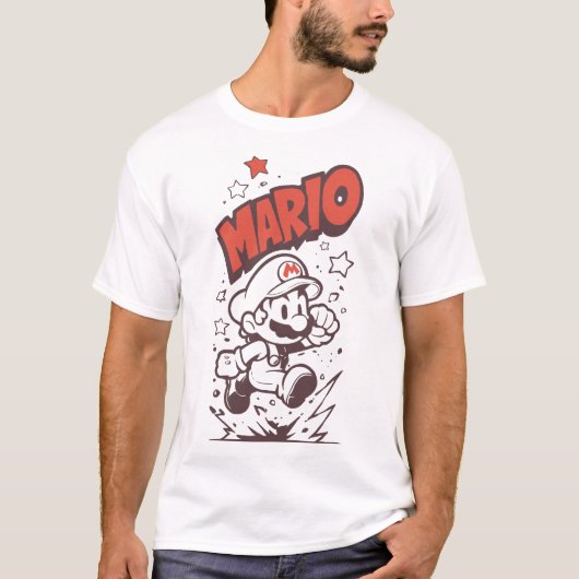Mario Retro Pixel Plumber Gamers T-shirt (Voorkant)