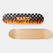 Mario skateboard brand en vlammenontwerp. (Horizontaal)
