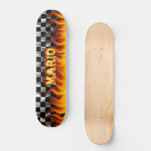 Mario skateboard brand en vlammenontwerp. (Voorkant)