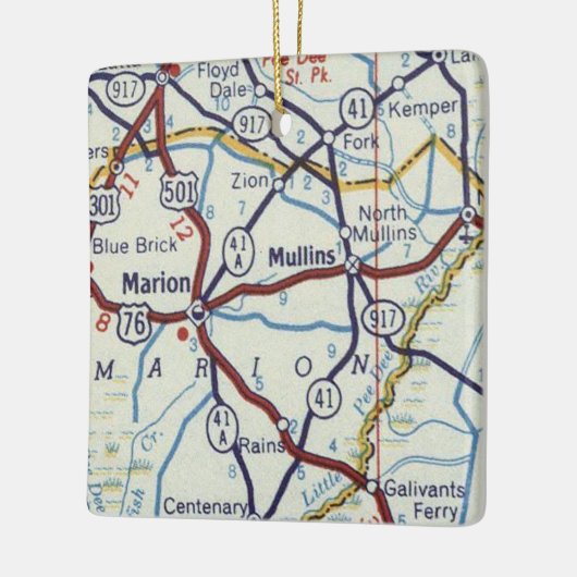 Marion en Mullins SC  kaart Keramisch Ornament (Links)