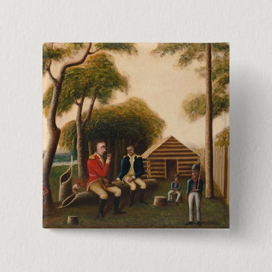 Marion Feasting de Britse officier Vierkante Button 5,1 Cm (Voorkant)