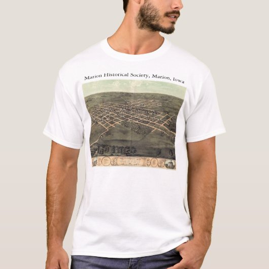 Marion Historical Society met 1868 panoramische ka T-shirt (Voorkant)