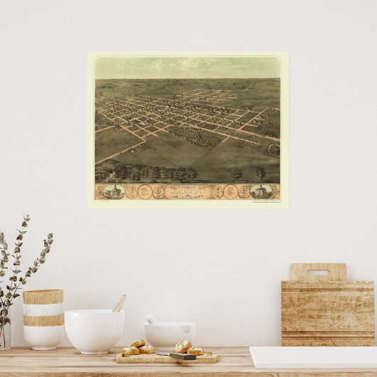 Marion, IA Panorama Map - 1868 Poster (Keuken)