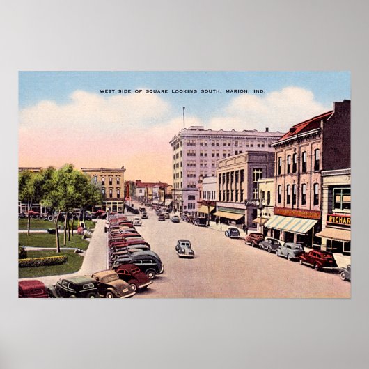 Marion, Indiana Downtown Uitzicht Poster (Voorkant)