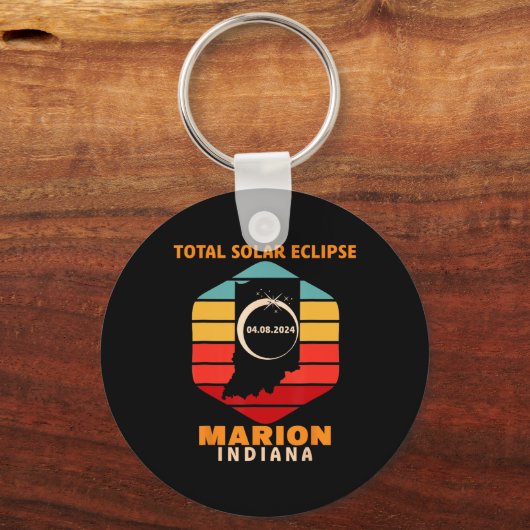  Marion Indiana Totale Zonsverduistering 2024 Sleutelhanger (Voorkant)