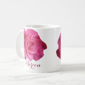  Marion naam roze rozenbloemen boho Koffiemok (Voorkant links)