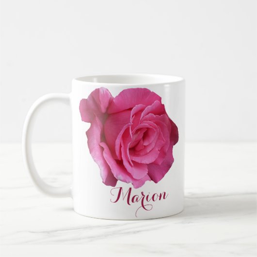  Marion naam roze rozenbloemen boho Koffiemok (Links)