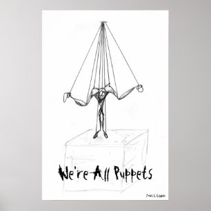 Marionette String Puppet Cartoon Character Poster