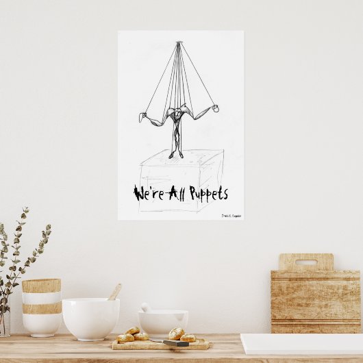 Marionette String Puppet Cartoon Character Poster (Keuken)