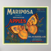 Mariposa Apples Fruit Crate Label Poster (Voorkant)