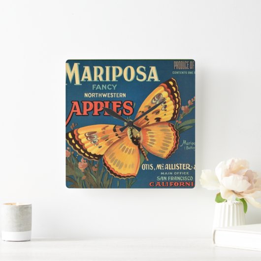 Mariposa Apples Vierkante Klok (Huis)