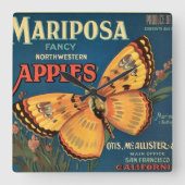 Mariposa Apples Vierkante Klok (Voorkant)