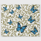 Mariposa azul en el jardín cadeaupapier (Vlak)