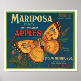 Mariposa Brand Apples Crate Label - Boter Poster