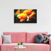 mariposa en llas flores canvas afdruk (Insitu (Woonkamer))