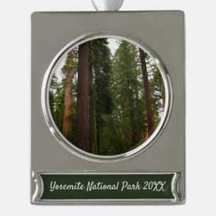 Mariposa Grove in Yosemite National Park Verzilverd Banner Ornament
