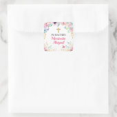 Mariposas Chicas del bautismo y flores rosas Vierkante Sticker (Tas)