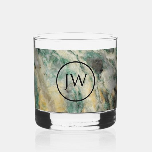 Mariposite Mineral Monogram Whisky Glas (Voorkant)