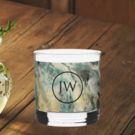 Mariposite Mineral Monogram Whisky Glas