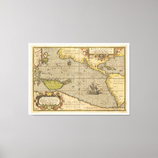 Maris Pacifici 1589, ingediend door Abraham Orteli Canvas Afdruk (Voorkant)