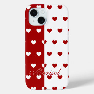 Marisol - aangepaste naam Sjabloon, rood en wit iPhone 15 Case