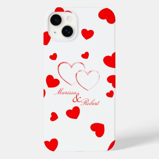 Marissa & Robert - Cute Hearts met Names - Case-Mate iPhone Case (Achterkant)